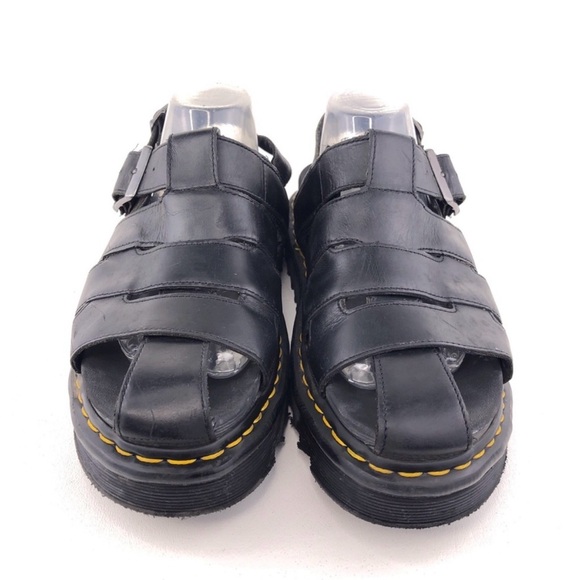 Dr. Martens 'Abel' Black Leather Fisherman Sandals 12 - Picture 2 of 11